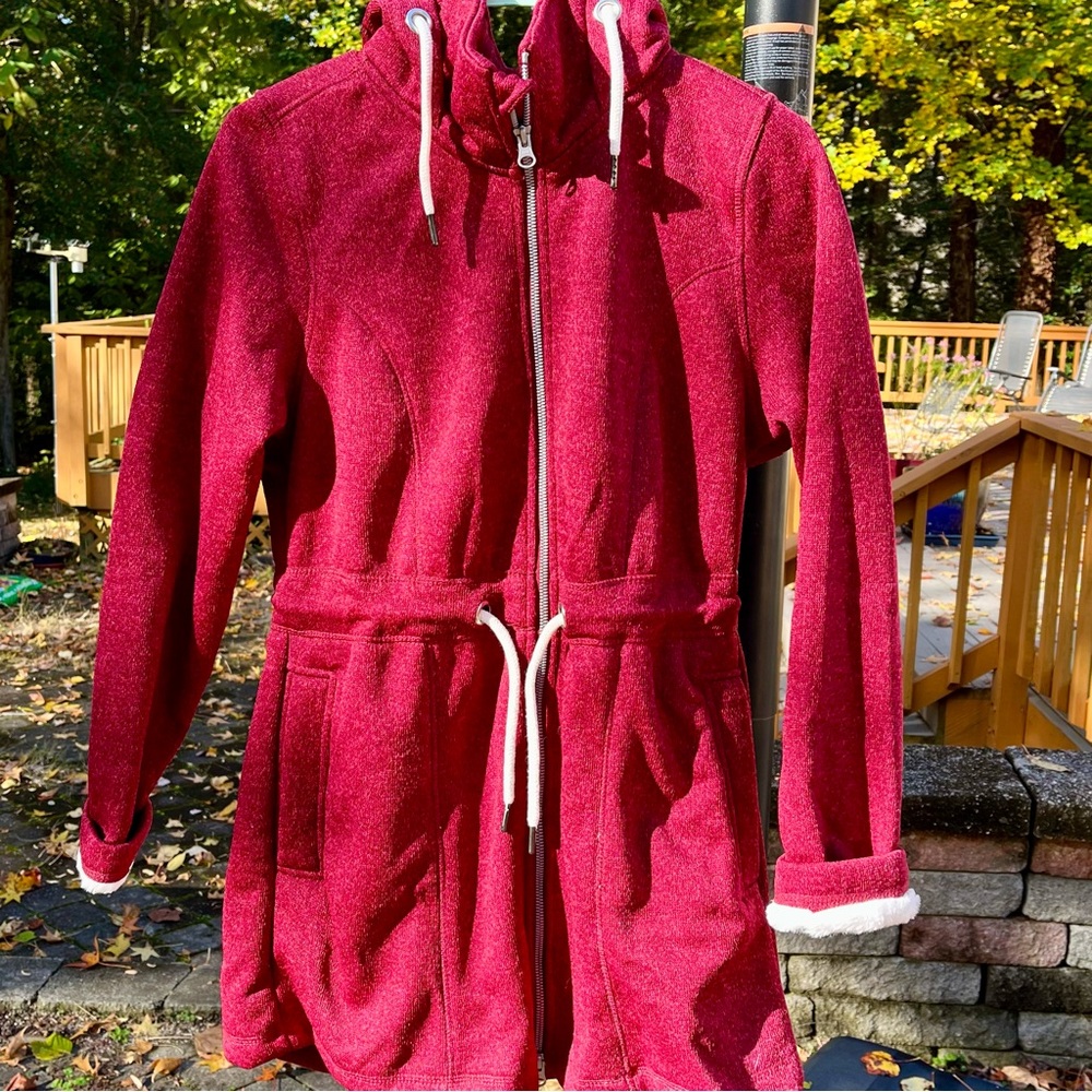Esmara red cozy long hooded sweater/sweatshirt w/fleece interior